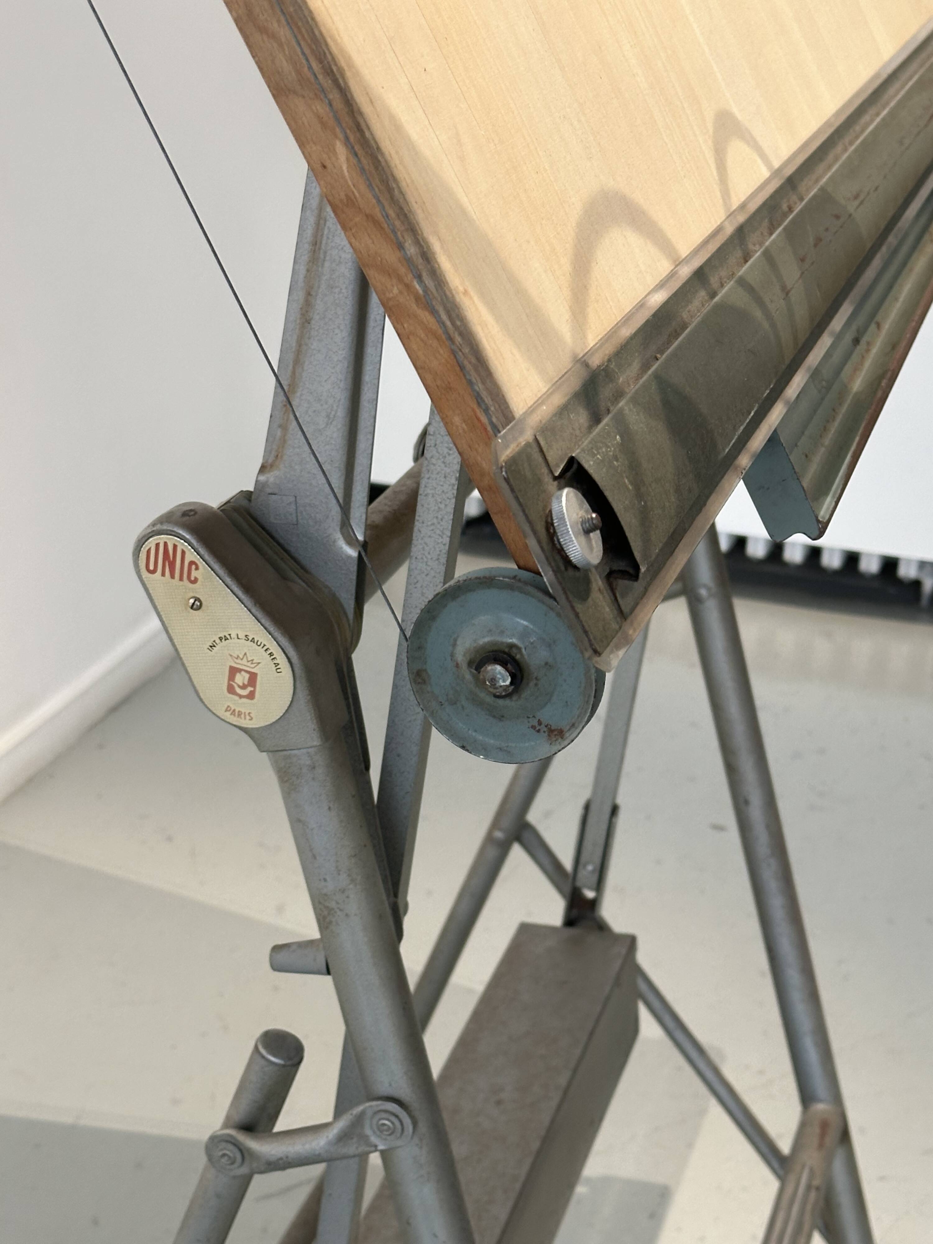 Architect's drawing table by Lucien Sautereau, 1940s – Jieldé lamp