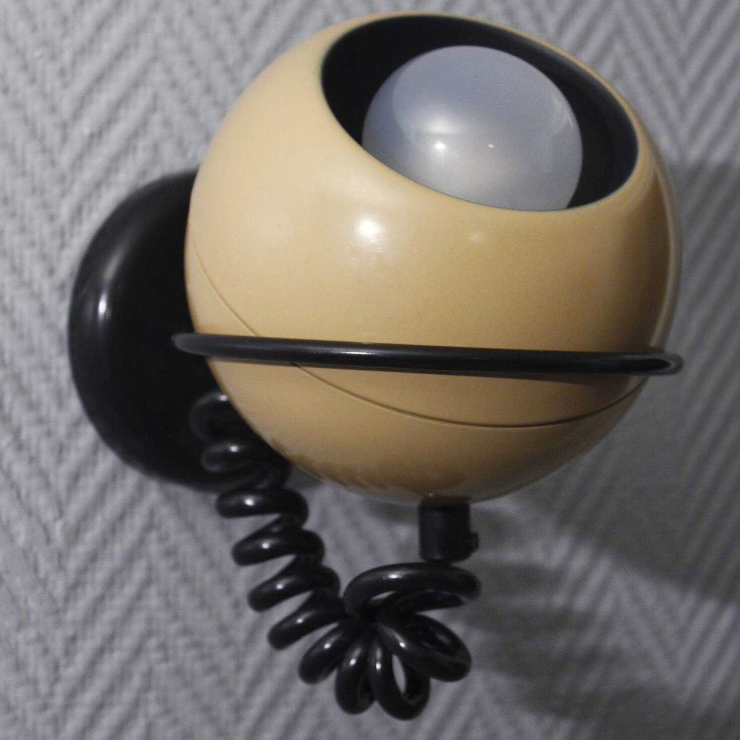 Vintage wall lamp design Eyeball metal beige & black 1970s