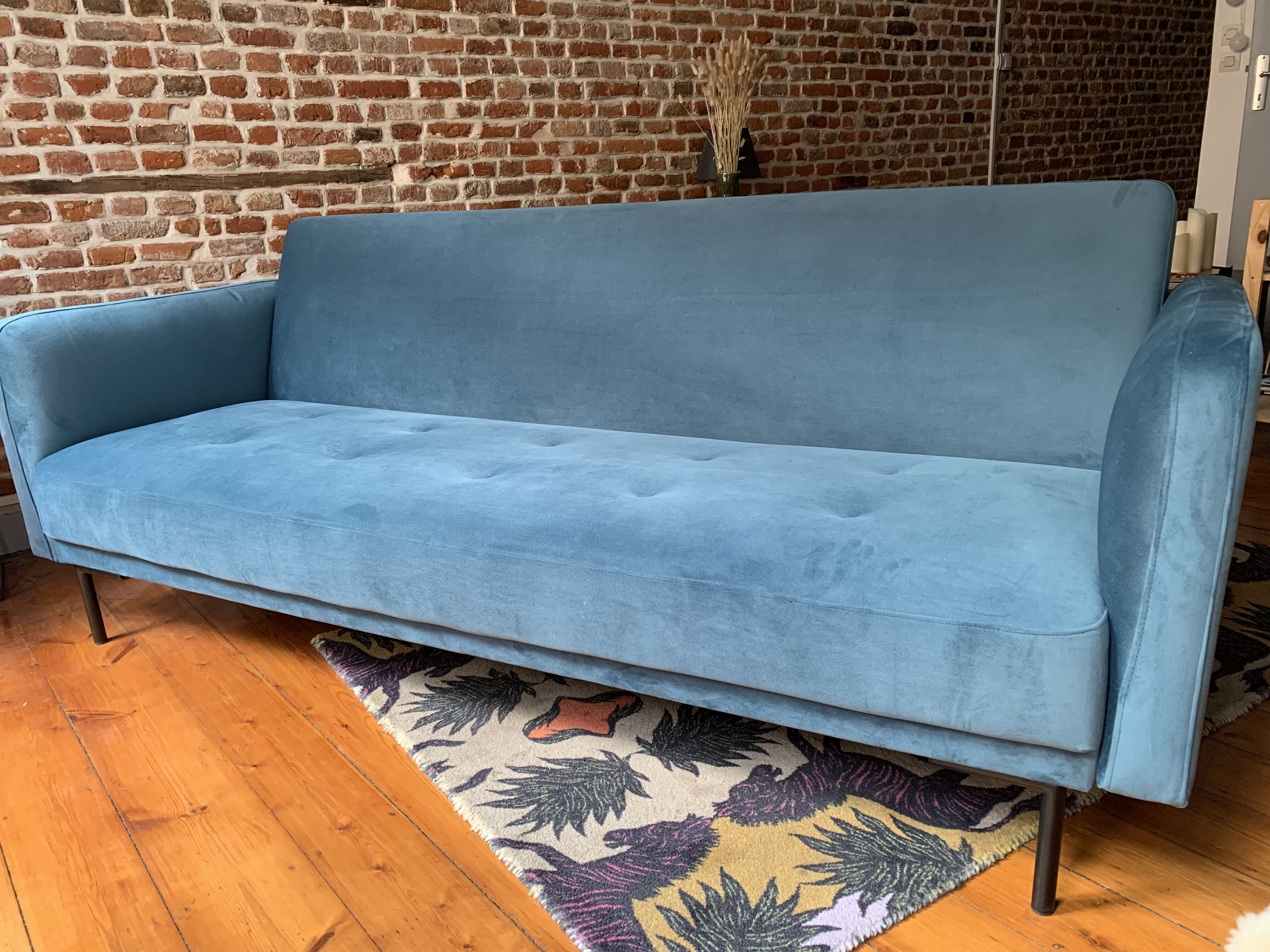 Sofa bed sofa bed, steel blue velvet (Made.com