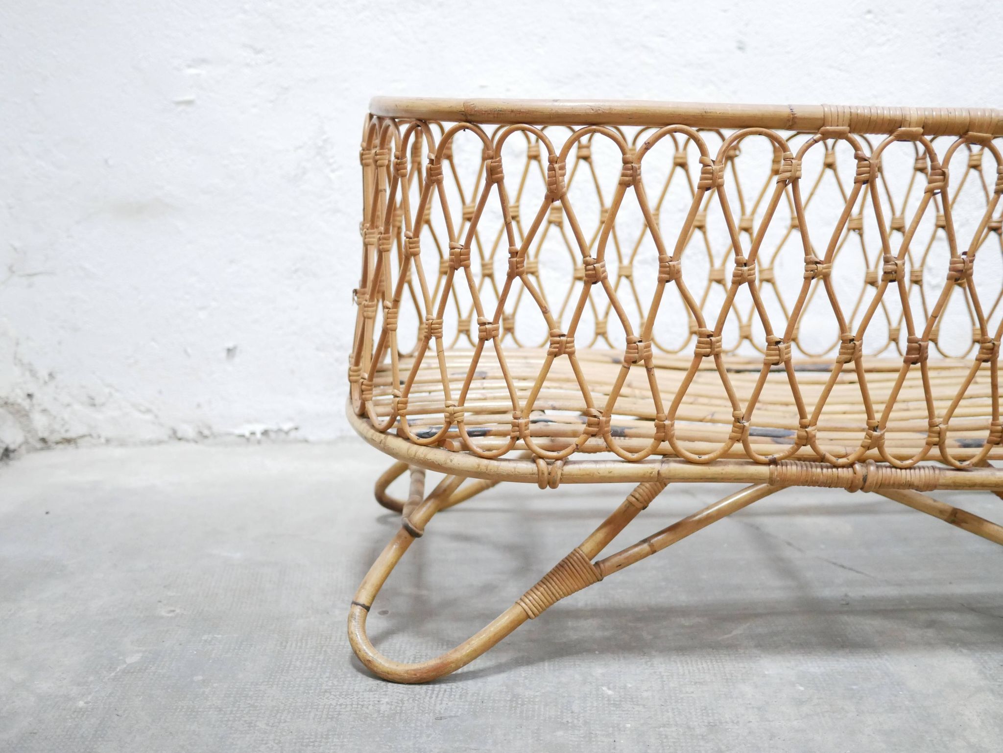 Vintage rattan cradle