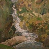 Painting Italian signed landscape from the 50s