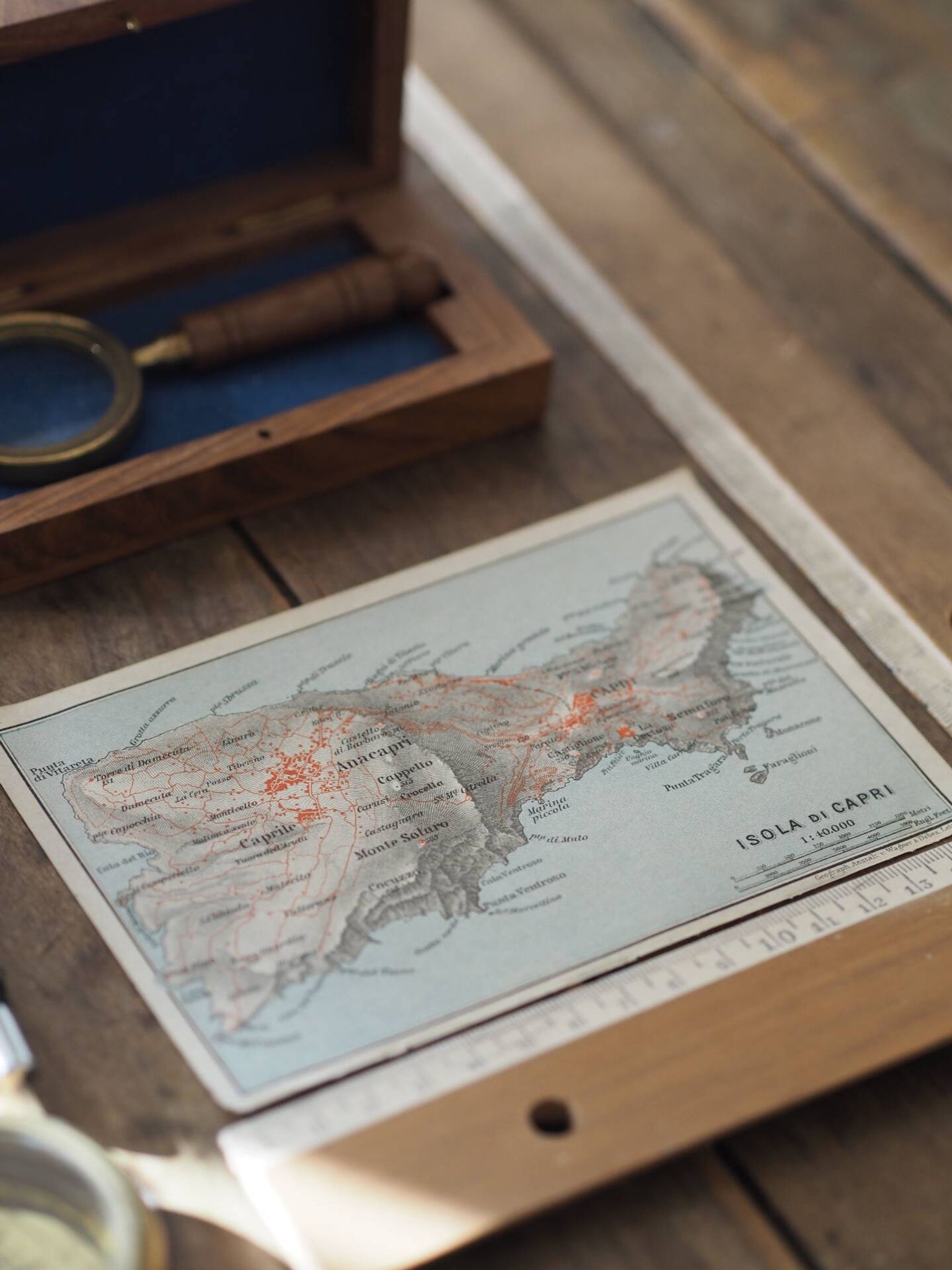 Carte ancienne de l’île de Capri – Italie – 1909 | Décoration murale v