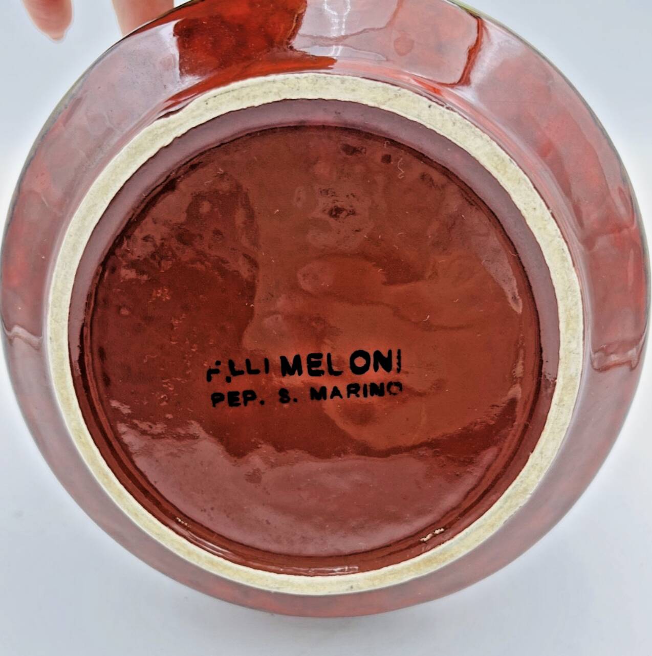 Red Italian ceramic vase by Meloni S. Marino