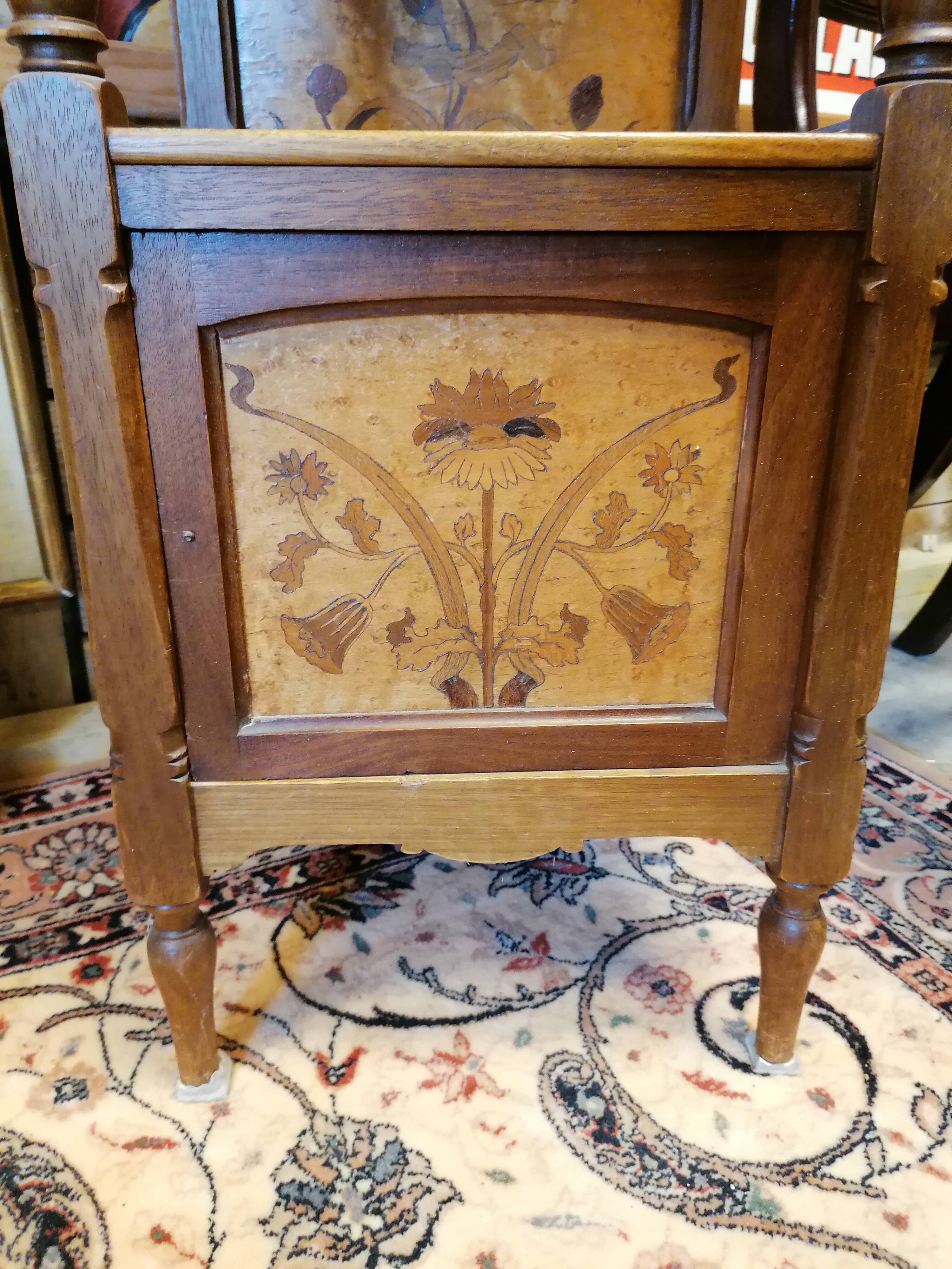 Art Nouveau marquetry bedside table
