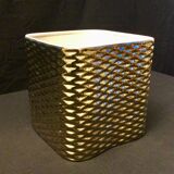 Golden ceramic cube wall light