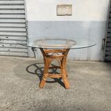 Table à manger rotin et verre