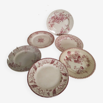 Set of 6 dinner plates in Terre de fer earthenware, red color