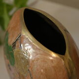 Vase en laiton polychrome émaillé vintage