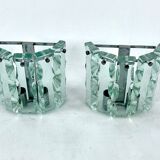 Set of two cut glass sconces by Zero Quattro, Italy 1970s