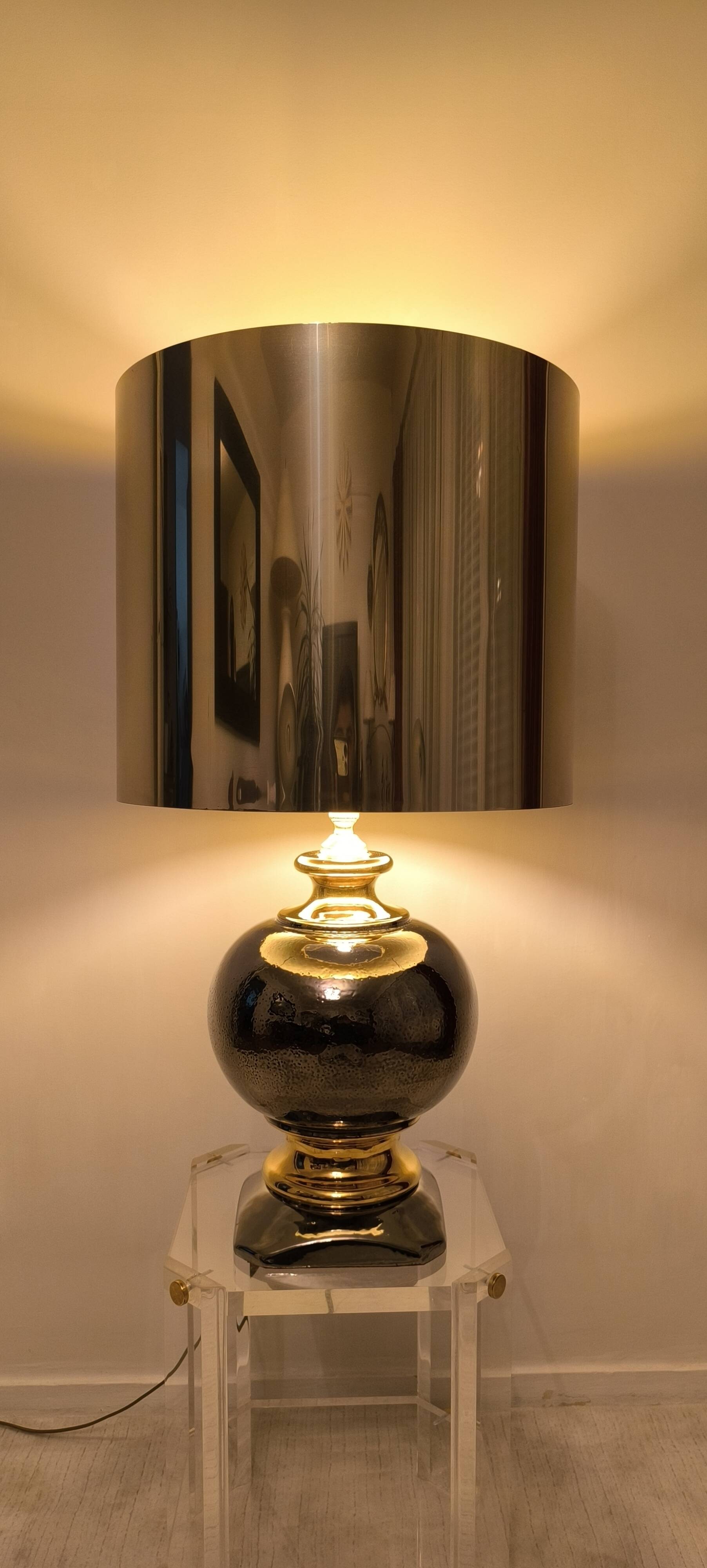 Magnificent large Italian lamp from the 1960s, ceramic / gold.