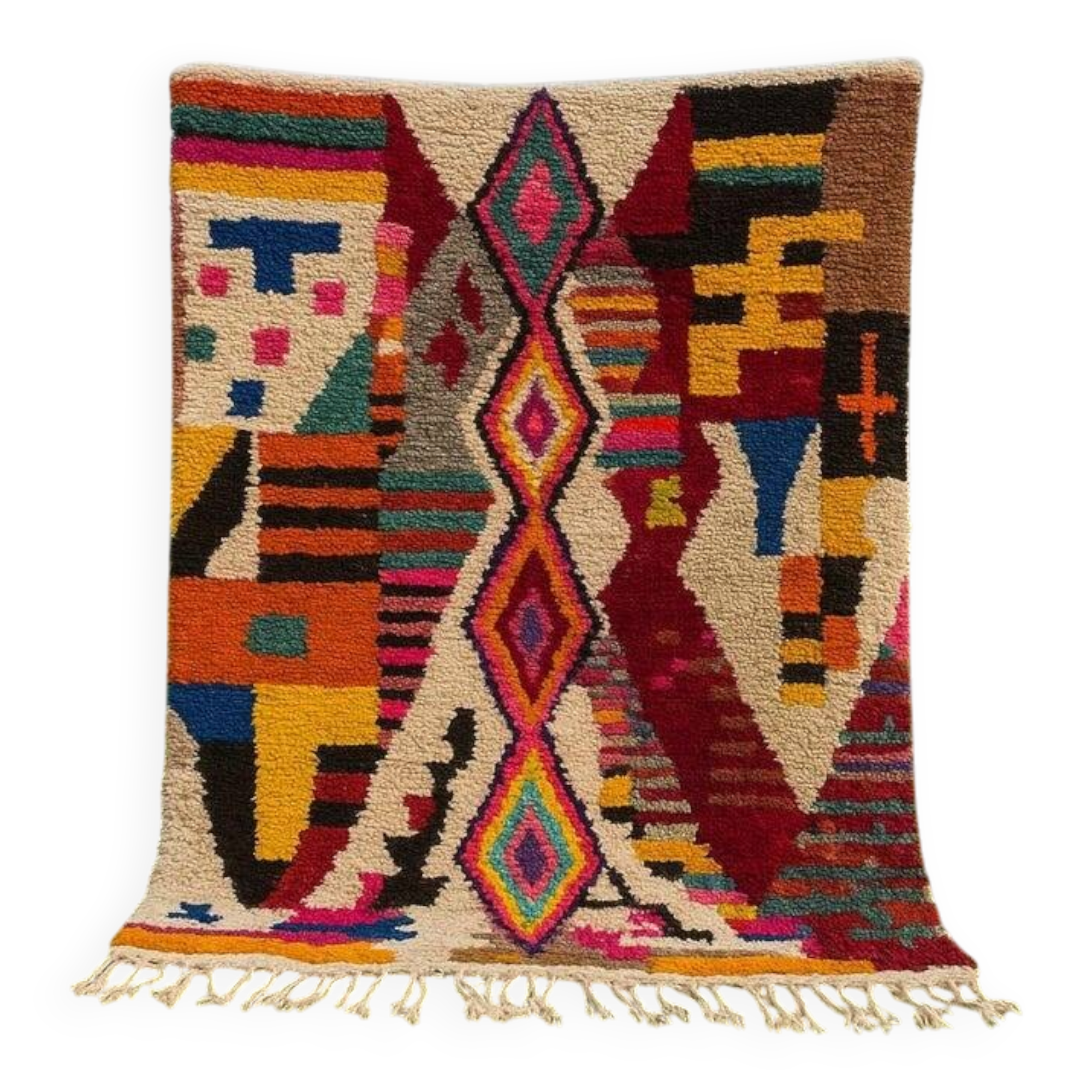 Moroccan Boujaad Rug – Handwoven Colourful Geometric Wool Carpet 150/250cm