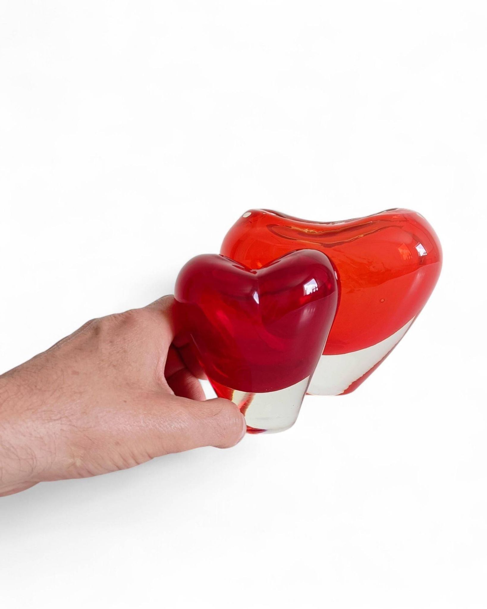 Post-Modern Murano Glass Heart Vases by Maria Christina Hamel, 1990s