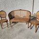 Canape banquette et 2 chaises louis xvi cannage en noyer