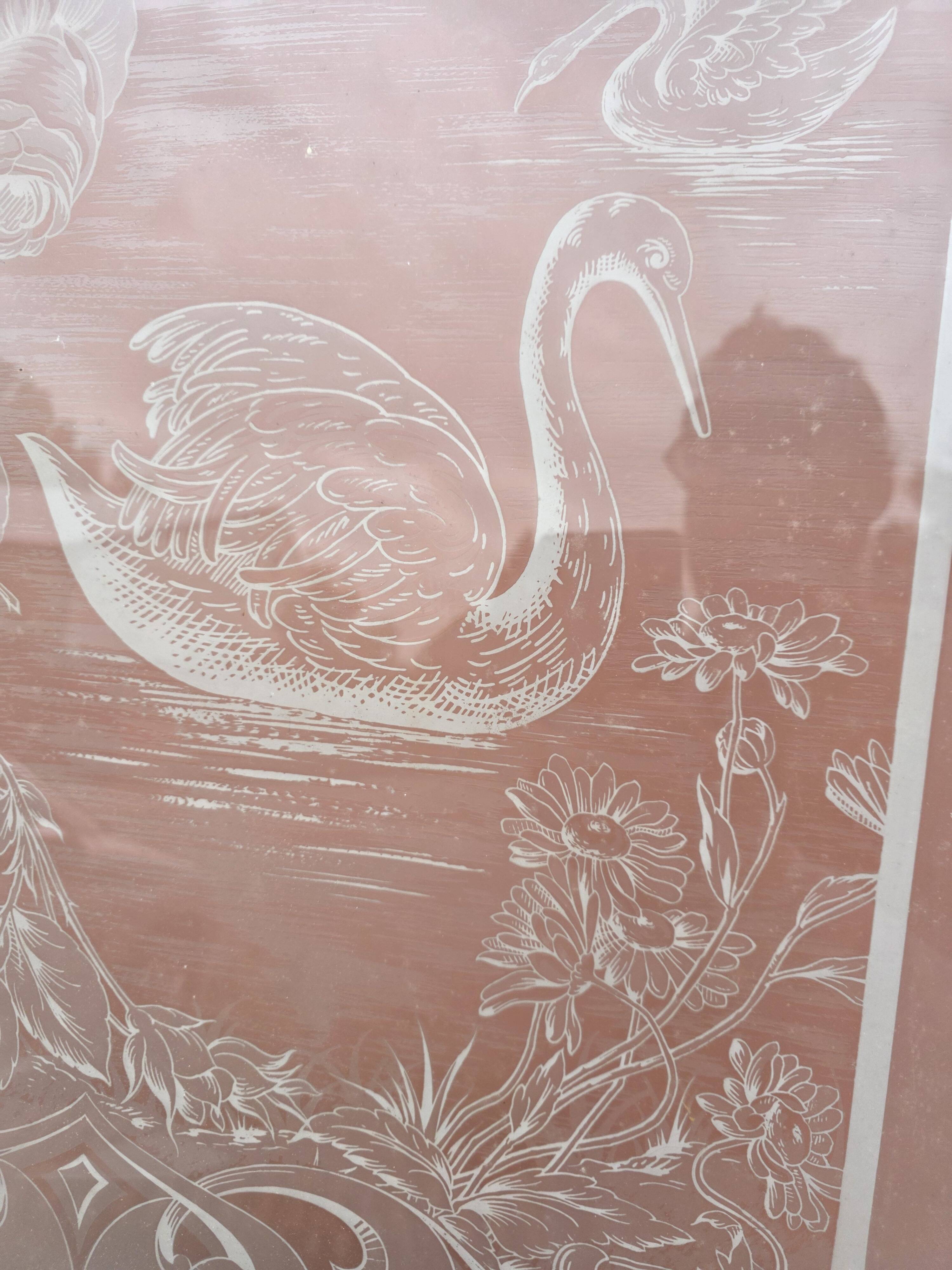 Engraved glass door, late 19th century.
