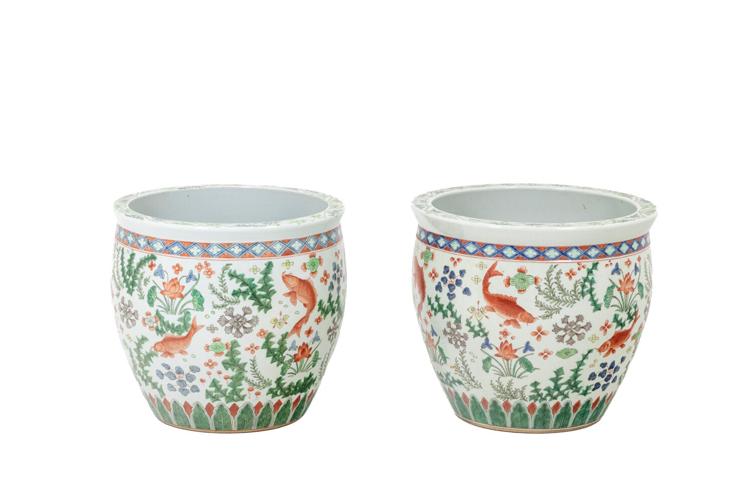 Paire de jardinières en porcelaine Canton, circa 1950