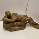 Sculpture of an embracing couple 20th century signed