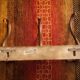 Bistro wall coat rack/hats - 3 curved wooden hooks - Signed Thonet - 1940s/50s