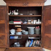 Eighteenth century castle cabinet in walnut Louis XIII style