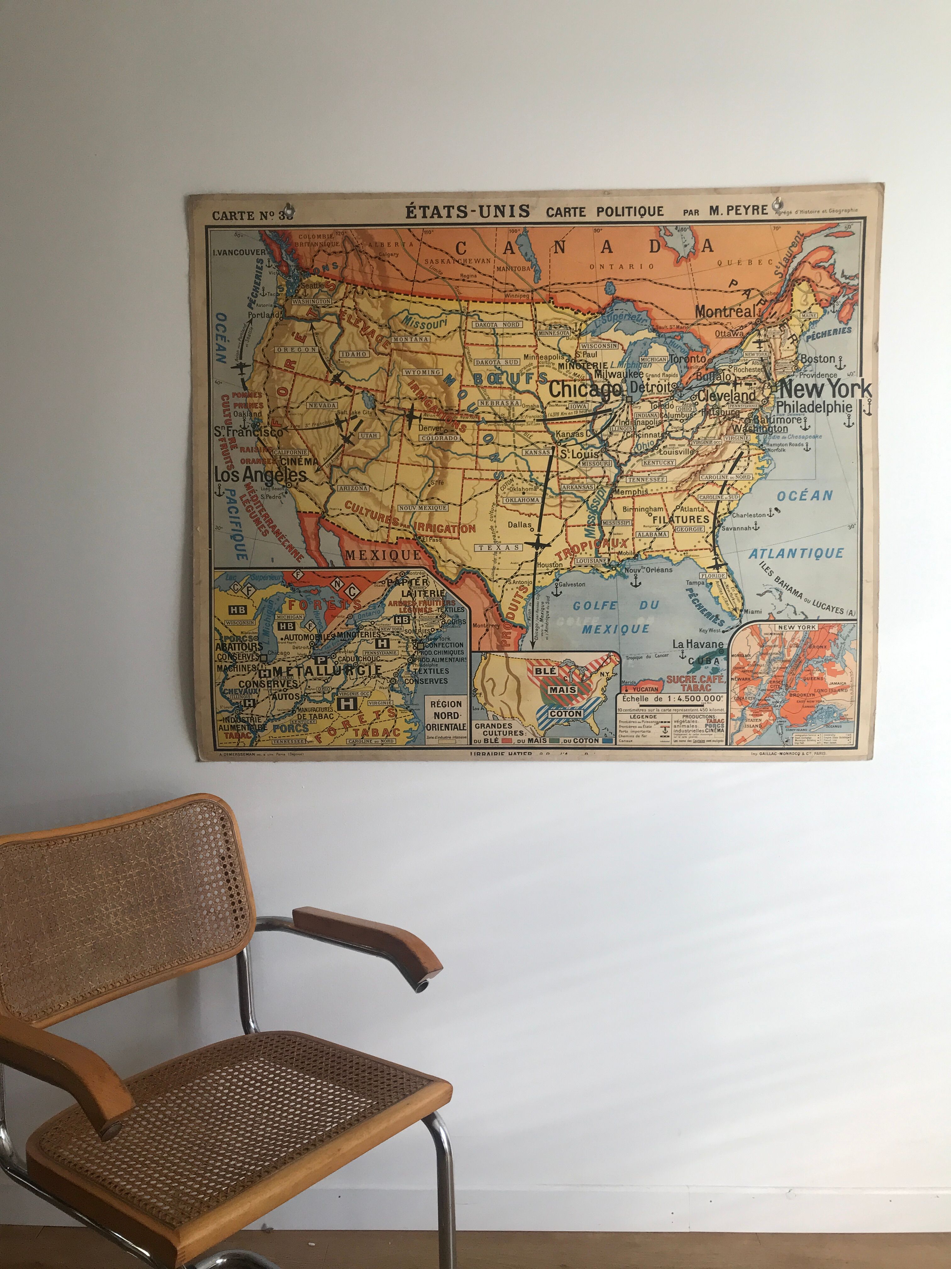 Vintage school map United States N°33 Editions Hatier by M.Peyre