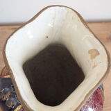 Sarreguemines trim 3 pcs Planter & vases blue, burgundy and gold