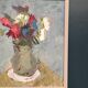 Original Swedish Oil on Panel – “Flowers in Green Vase” – Signed – Vintage