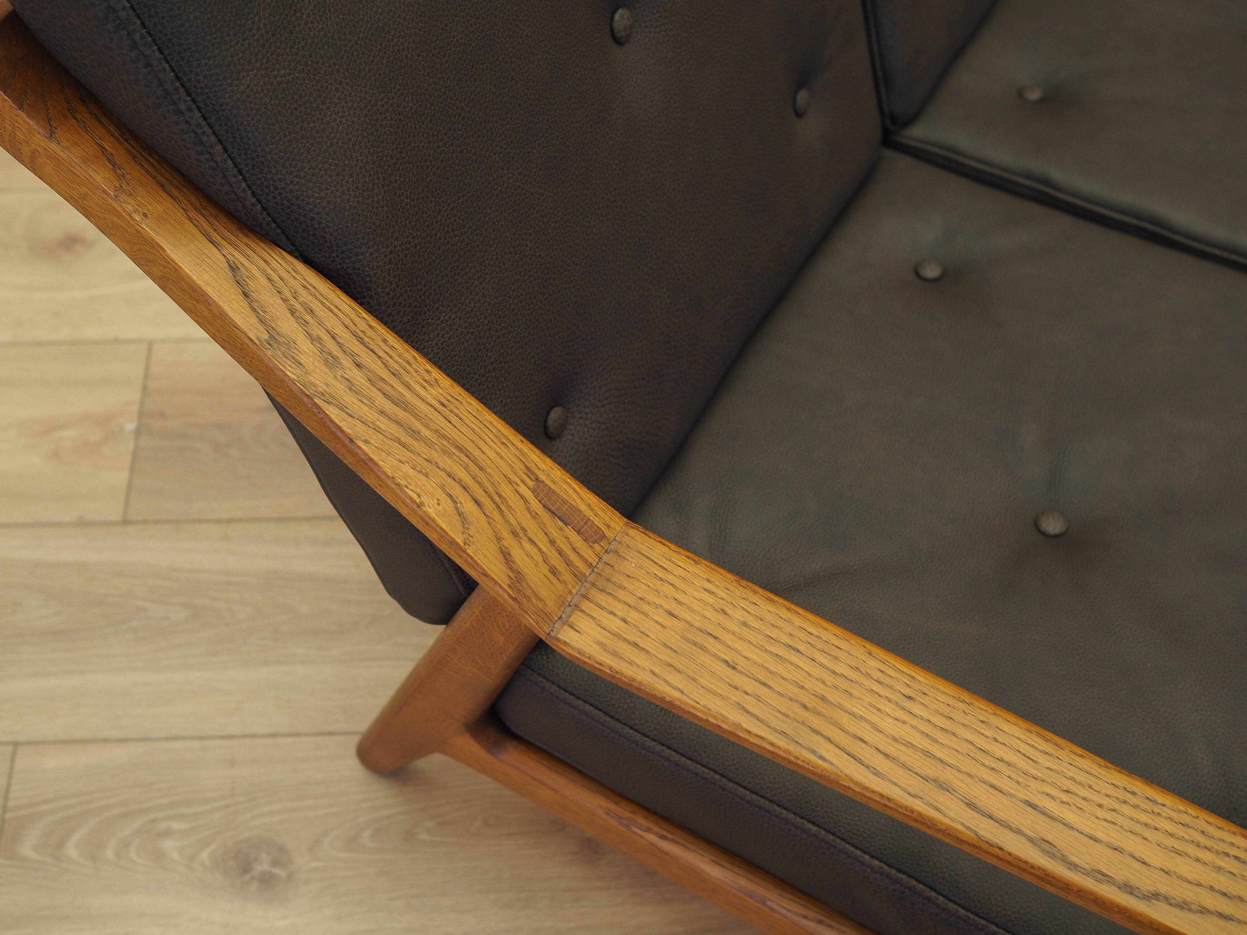 Oak leather sofa by Brockmann Petersen, Danish design 1970s