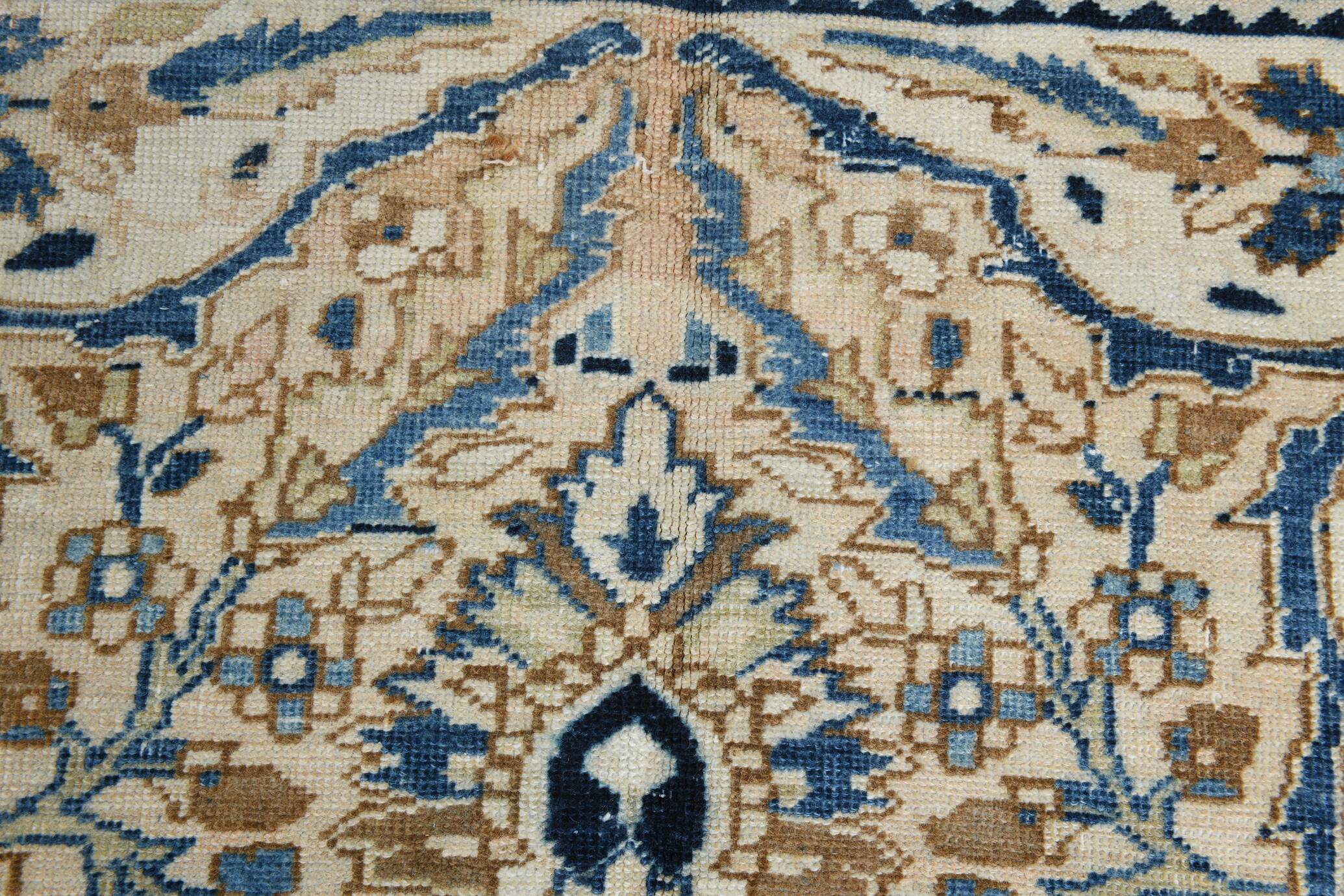 Tapis Persan Vintage Bleu Fait Main, Élégance Classique d’Iran, 293x391 Cm