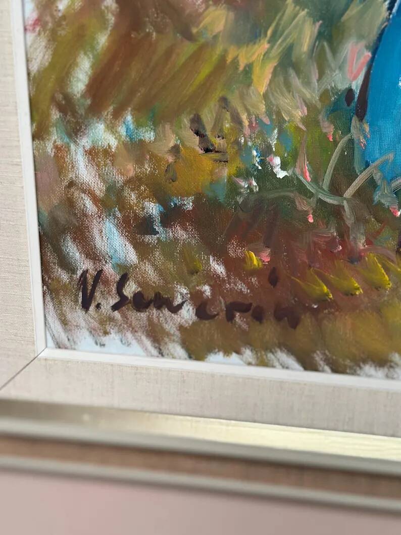 Original Swedish Oil on Canvas - "Children Playing" by Nils Sewerin (1920-1985) - Signed - Vintage and Framed - 77 × 66 cm (30.3" × 26")