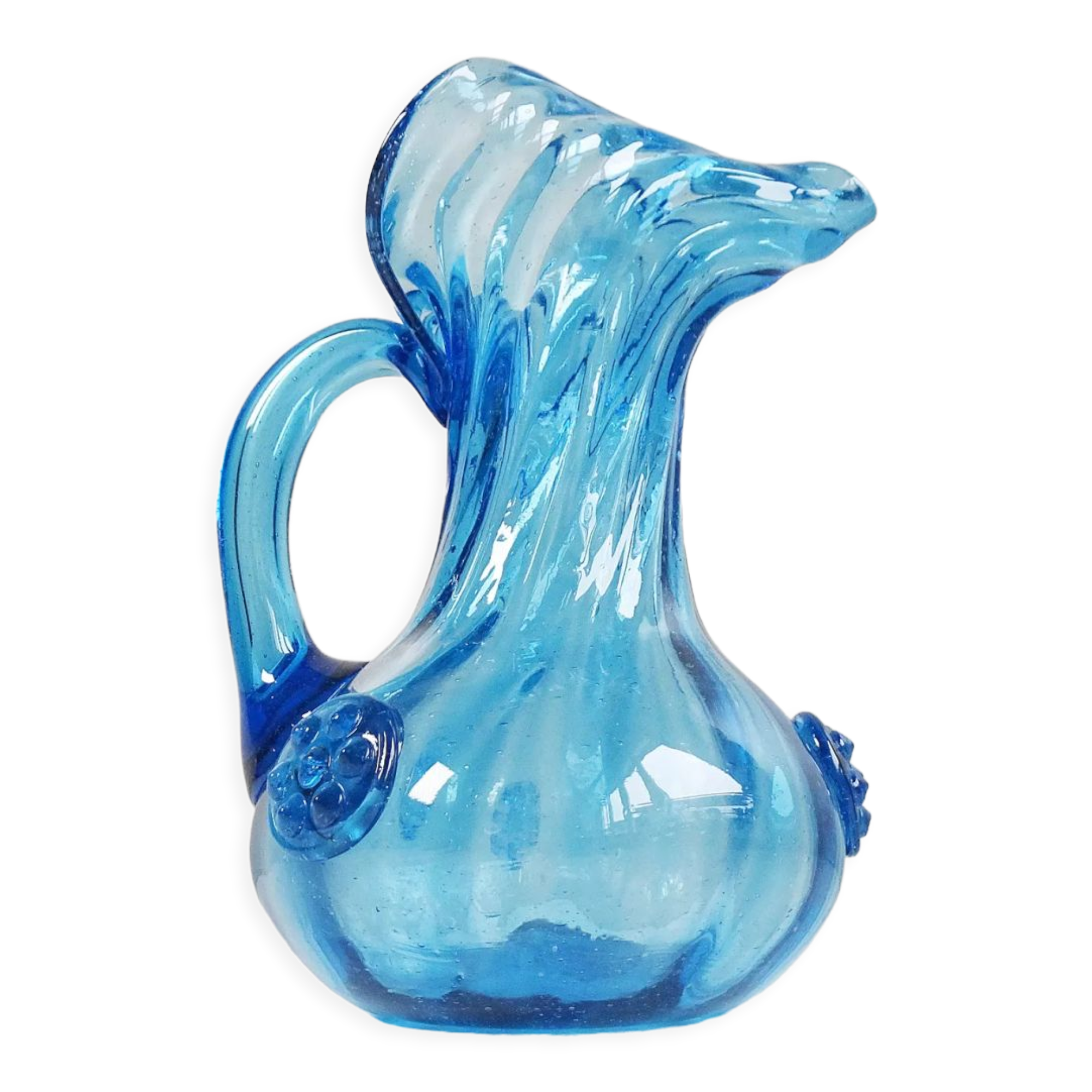 Blue glass art vase