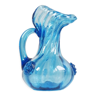 Blue glass art vase