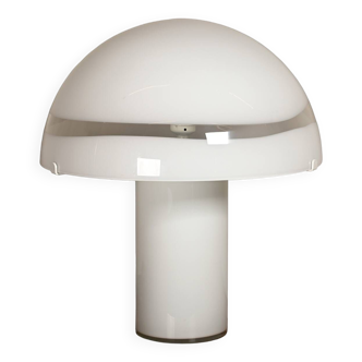 Lampe de table champignon Carlo Nason avec verre de Murano blanc pour Mazzega Italie années 1970