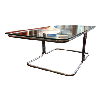 Italian coffee table glass and chrome 1980