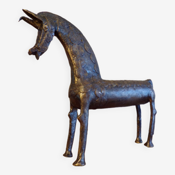 Cheval mythique en bronze art Burkinabé