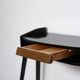 1950s Italian Black Lacquered Wood Console with Brass Drawer Front