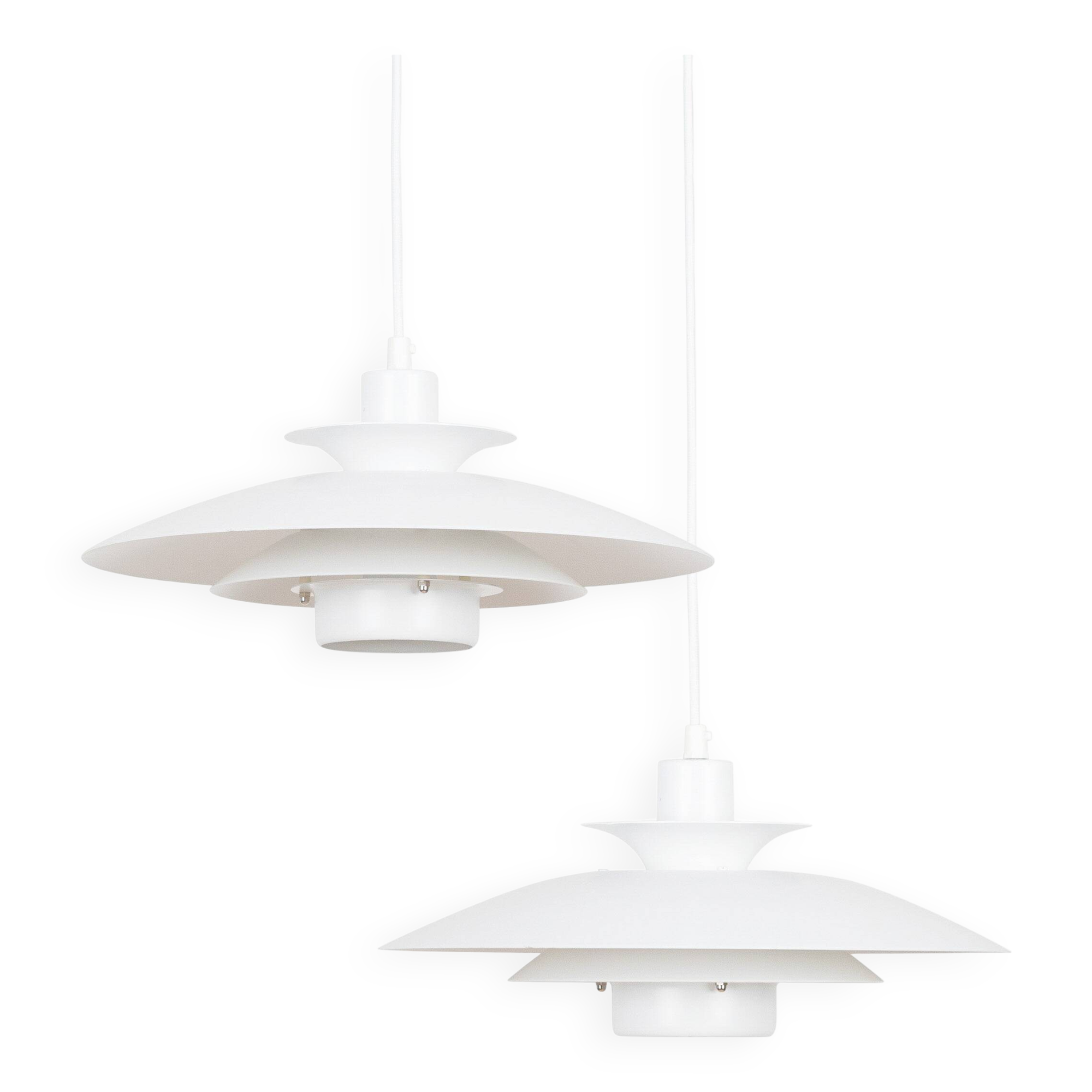 Pair of 2 vintage pendant lamps Volga by Kurt Wiborg, Jeka, 1980s