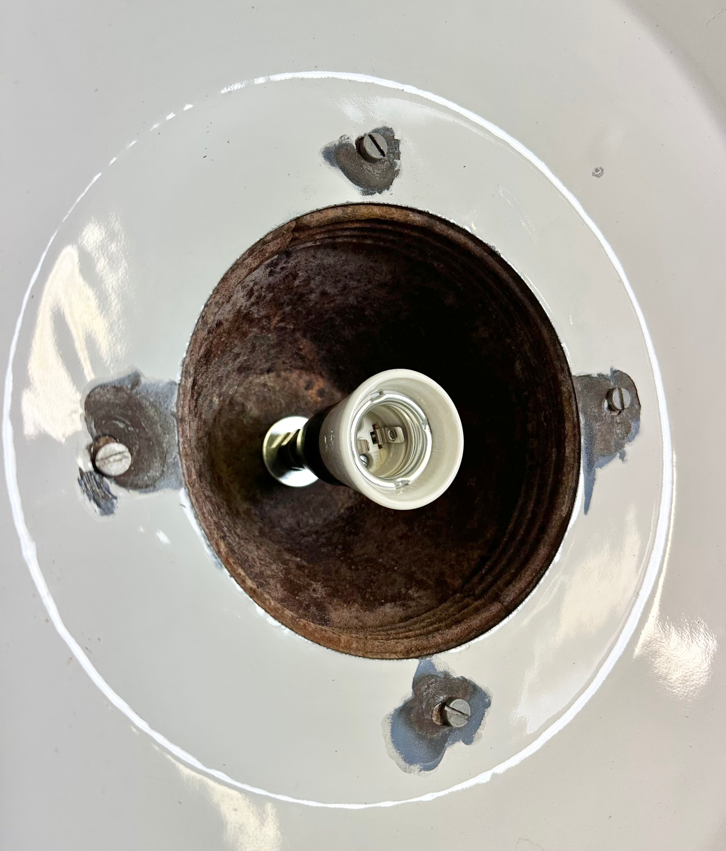 Industrial Blue Enamel and Cast Iron Pendant Light, 1960s