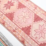 3x13 Rug For Kitchen Red Beige Oushak Vintage Runner Rug, 83x386Cm