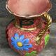 Vase Vallauris rose bonbons décor Floral H 20 cm