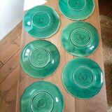 6 Gien slip dessert plates with leaf decoration