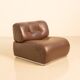 Pair of brown leather low chairs by Europoltrona 70's