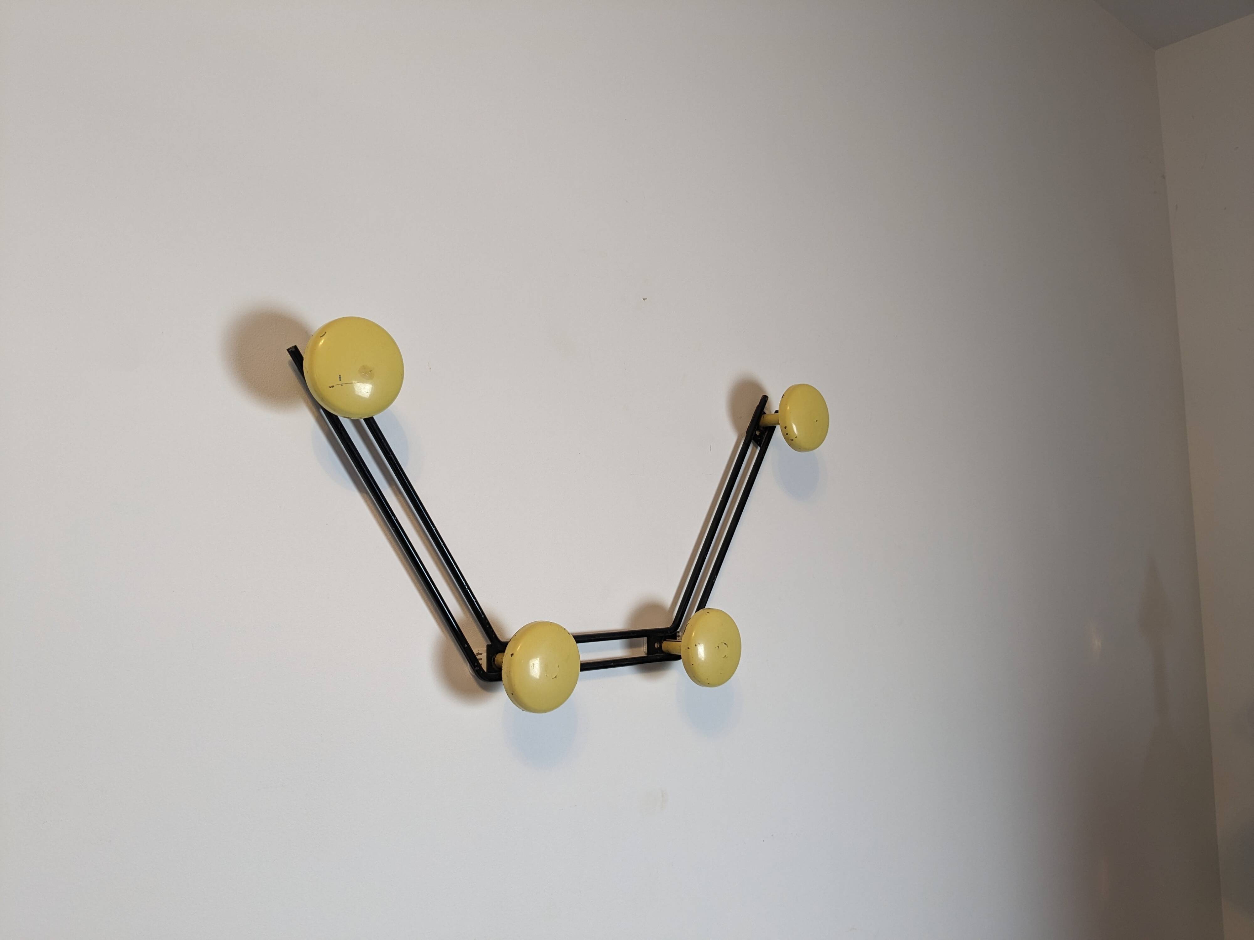 Patère quadruple metallique vintage jaune