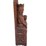Antique solid wood sculpture statue of the Virgin and Child