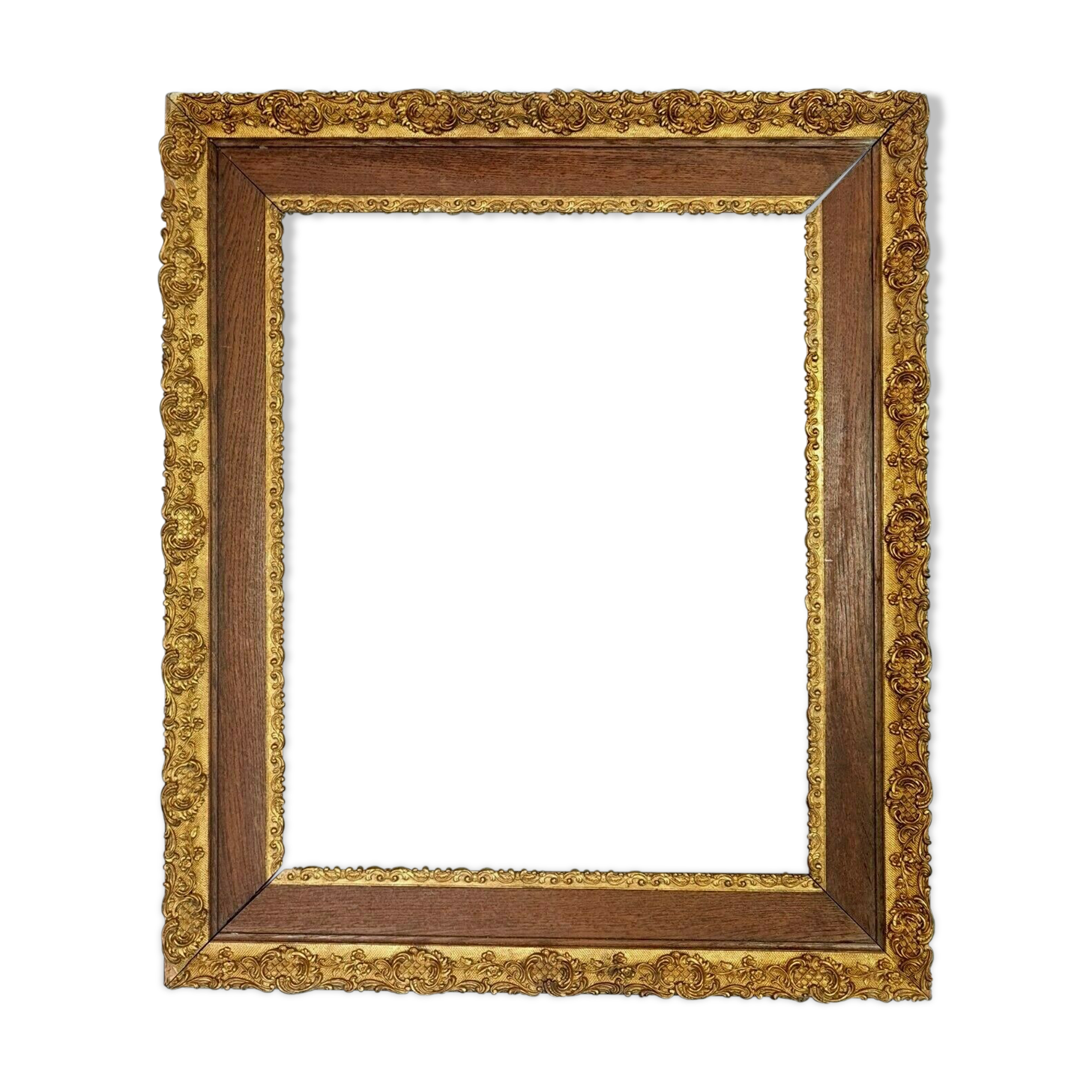Old frame gilded stucco wood 65,5x55,5 cm, foliage 51x41 cm SB