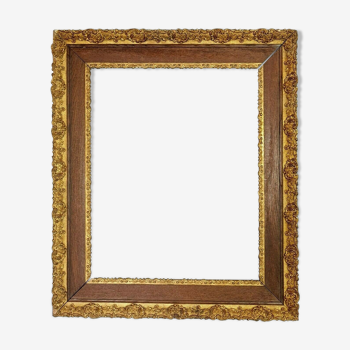 Old frame gilded stucco wood 65,5x55,5 cm, foliage 51x41 cm SB