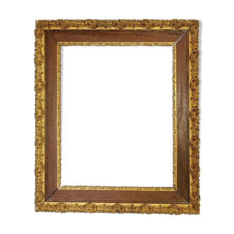 Old frame gilded stucco wood 65,5x55,5 cm, foliage 51x41 cm SB