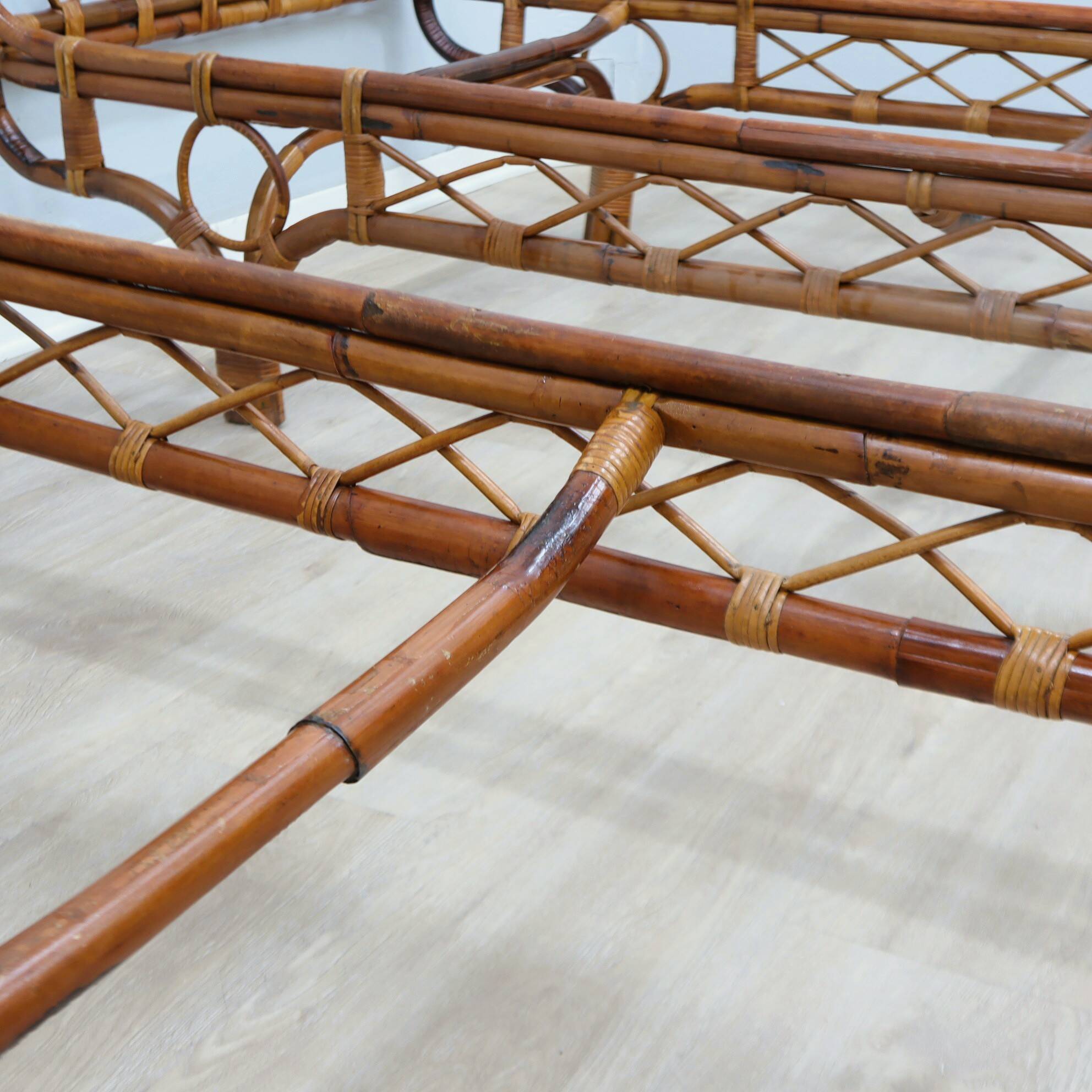 Pair 1960s Franca Helg Bonacina Rattan Malacca Daybeds