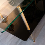 Double coffee table top of glass and gilded metal, 1950