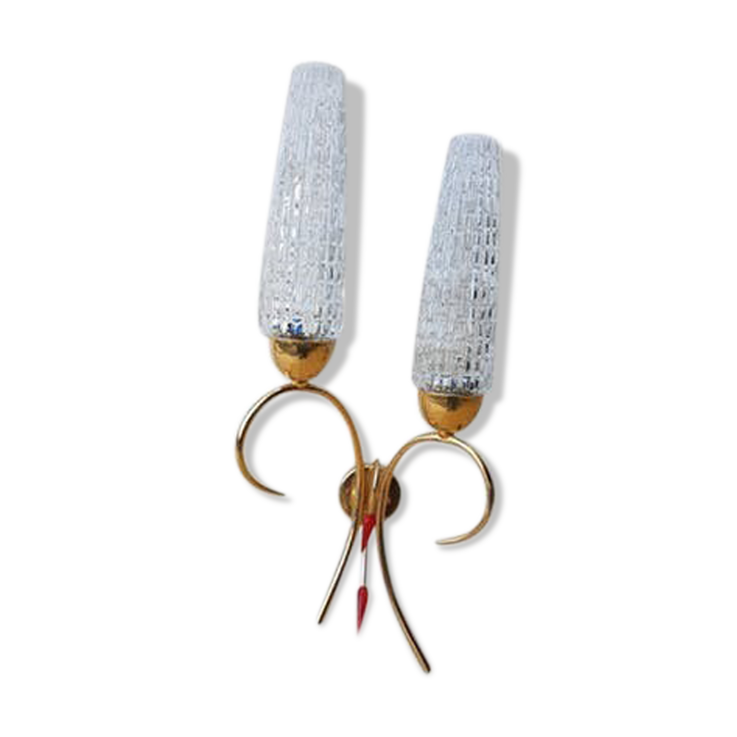 60's glass and brass wall light