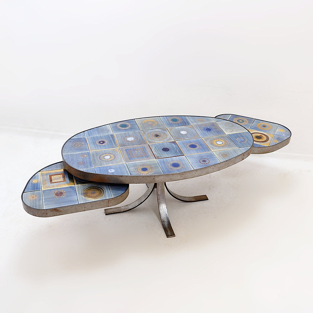 Oval coffee table by Georges Pelletier for La Roue Vallauris - France, 1970