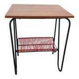 Side table with vinyl holder